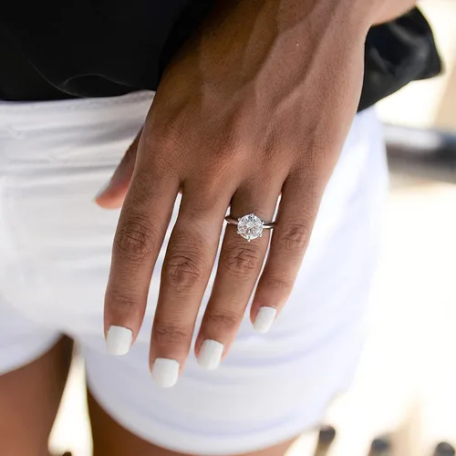 Miniatura 4 de 3 Ct CZ Solitaire - Anillo de compromiso de plata de ley y chapado en oro blanco - Talla 4-9 - Anillos de aniversario