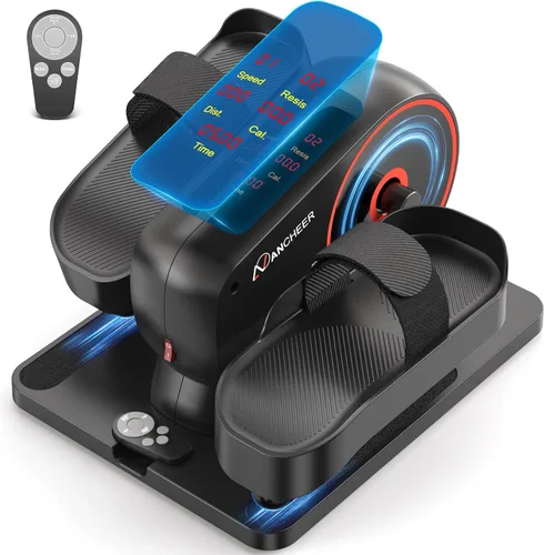 Miniatura 10 de ANCHEER Máquina elíptica para debajo del escritorio, mini bicicleta estática 2 en 1, pantalla digital, 9 niveles de resistencia, 12 niveles