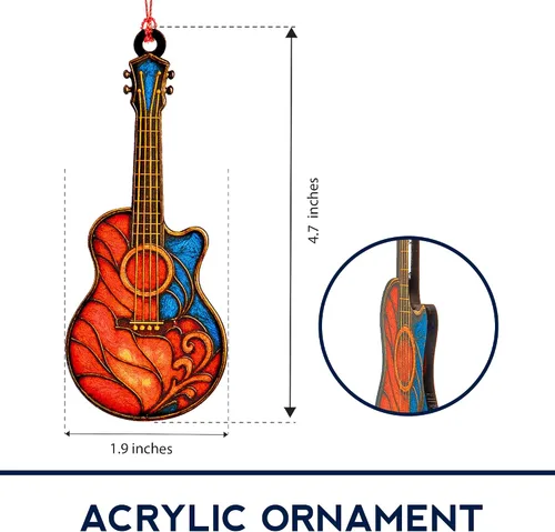 Miniatura 2 de Adornos de Navidad Graciosos de Música - Adorno de Guitarra - Regalos Temáticos de Guitarra - Amante de la Música - Rockeando - Adorno de Navidad