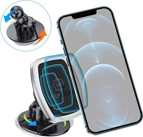 Miniatura 5 de Soporte giratorio universal para tablero de instrumentos (2 unidades), soporte magnético para teléfono para automóvil, para teléfonos celulares