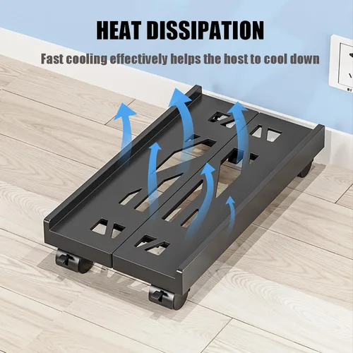 Miniatura 3 de BYMECOST Soporte de torre ajustable para computadora, soporte de PC para CPU móvil con 4 ruedas giratorias que se adapta a la mayoría de PC debajo