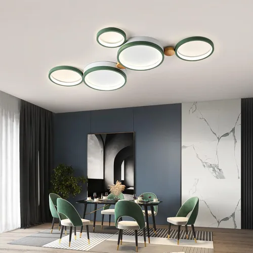 Miniatura 22 de Lámpara de techo LED de 3 luces, 22 pulgadas, moderna lámpara de techo empotrada de madera de 20 W regulable para sala de estar, dormitorio, cocina