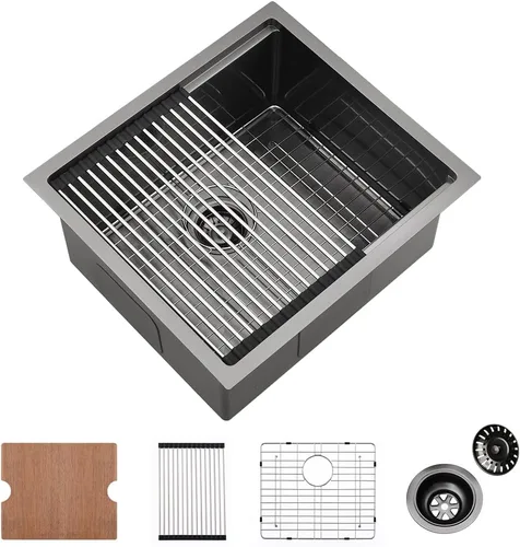 Miniatura 13 de Fregadero de Barra Negro de 10 Pulgadas Bajo Encimera-VASOYO 10x18 Fregadero de Barra Húmeda Bajo Encimera Pequeños Fregaderos de Cocina para RV