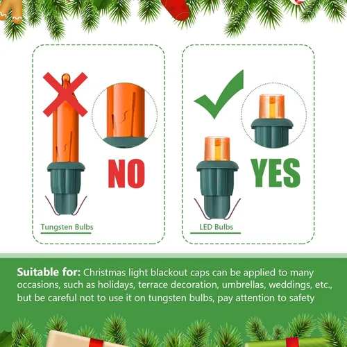 Miniatura 3 de Zonon 200 piezas sin tapas incandescentes de cristal de Navidad LED Glow Plug Cap Light Black Out Cover para luces de Navidad (0.197 x 0.512 in)