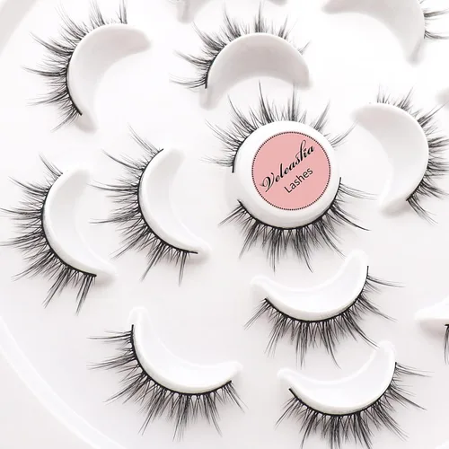 Miniatura 33 de Veleasha Pestañas postizas de manga puntiagudas, 100% hechas a mano, aspecto natural, pestañas postizas ligeras con banda transparente suave