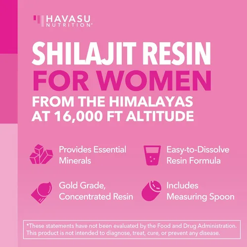 Miniatura 4 de Himalayan Shilajit para mujeres con ácido fúlvico, ácido húmico y más de 80 oligominerales – 500 mg de resina Shilajit de grado dorado de 16.000
