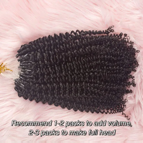 Miniatura 8 de Niawigs - Extensiones de cabello humano afro rizado microlink para mujeres negras, extensiones de cabello humano rizado 4C, extensiones de cabello