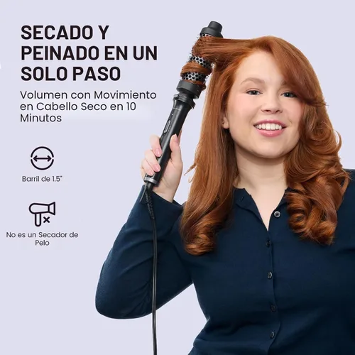 Miniatura 2 de Wavytalk Cepillo Térmico, Cepillo Redondo Calentado de 1 1/2 Pulgadas con Cabeza Desmontable, Bolsa de Terciopelo y Doble Voltaje para Viajes, Fácil