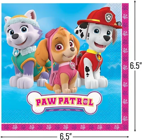 Miniatura 2 de Artículos para fiesta de cumpleaños Paw Patrol, servilletas, niña, Rosado