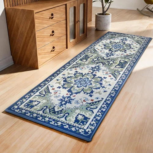 Miniatura 8 de AREDO Alfombra de pasillo con parte trasera de goma antideslizante, alfombra de piso suave lavable para cocina, pasillo, entrada interior, Negro