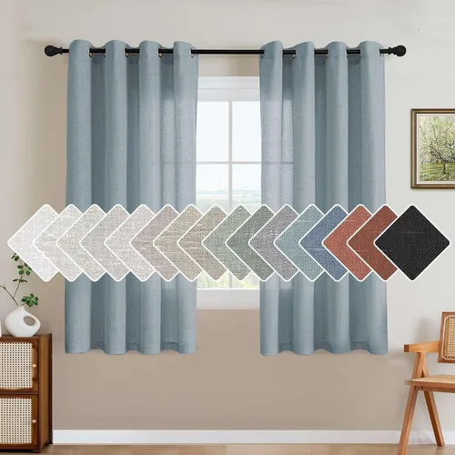Miniatura 68 de H.VERSAILTEX Elegant - Cortinas texturizadas de lino natural mezclado con eficiencia energética, filtrado de luz, con ojales de níquel