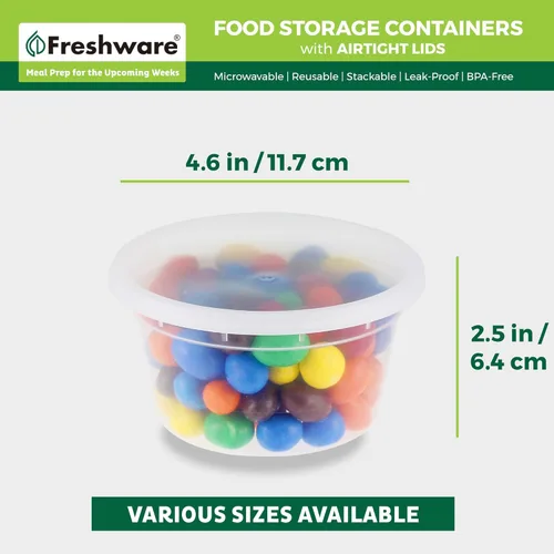 Miniatura 3 de Freshware Contenedores de almacenamiento de alimentos [240 juegos] recipientes de plástico de 12 onzas con tapas, slime, sopa, recipientes
