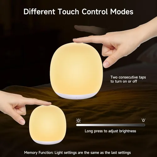 Miniatura 11 de Tyute Luz nocturna para bebé, lámpara de noche de guardería con 8 colores RGB cambiantes, luz nocturna táctil de silicona suave sin BPA