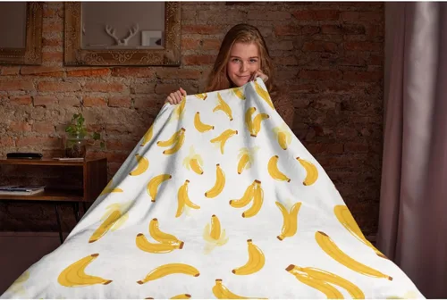 Miniatura 7 de Darani Manta de franela ligera de fruta de plátano, súper suave y acogedora, cálida y ligera, manta de franela suave de 60 x 50 pulgadas