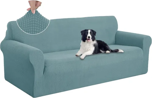 Miniatura 20 de U-NICE HOME Funda elástica para sofá, lavable, protector de muebles para sofá de 3 cojines, apta para mascotas (sofá, gris)
