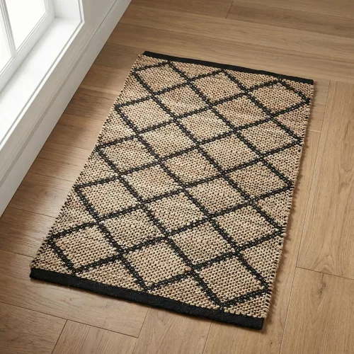 Miniatura 52 de RedEarth · Alfombra rectangular - 2'x3' de yute natural trenzada con respaldo antideslizante - Alfombra boho tejida a mano para dormitorio, cocina