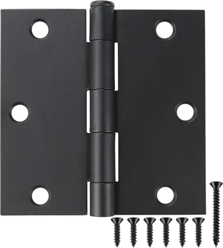 Paquete de 30 bisagras de puerta negro mate de 3.5 x 3.5 pulgadas, bisagras de puerta interiores de 3 1/2 pulgadas para puertas, esquinas cuadradas