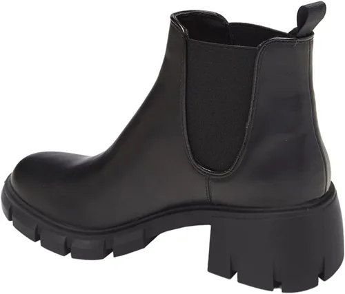 Miniatura 4 de Botas de estilo botas de combate de cuero y con plataforma y tacón grueso, tipo Chelsea, para mujer, hasta el tobillo