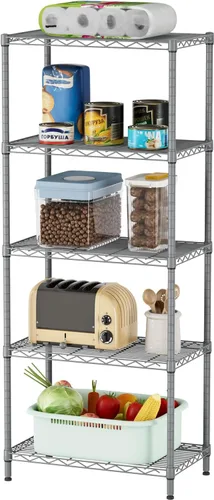 Miniatura 9 de SINGAYE Unidades de Estantería de Almacenamiento de 5 Niveles para Garaje, Estantes de Alambre Resistente de Metal para Despensa, Armario, Cocina