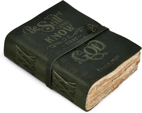 Miniatura 13 de LEATHER VILLAGE Diario de cuero vintage con Salmo 46:10, versículo de la Biblia en relieve, diario de oración cristiana para mujeres y hombres, 200