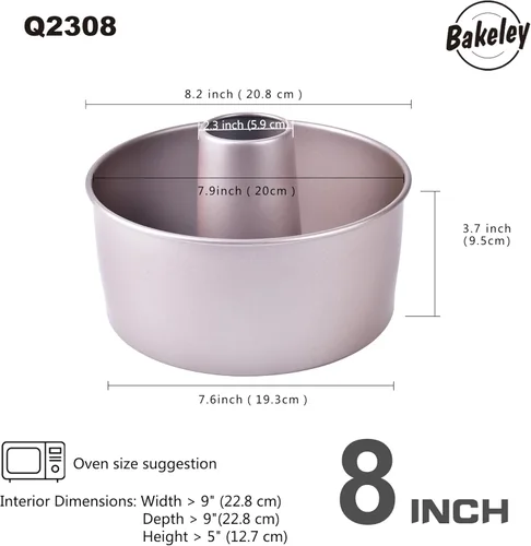 Miniatura 2 de Angel Food - Molde para tartas, 8 pulgadas con parte inferior suelta extraíble, antiadherente, de gasa, para horno y hornear instantáneamente