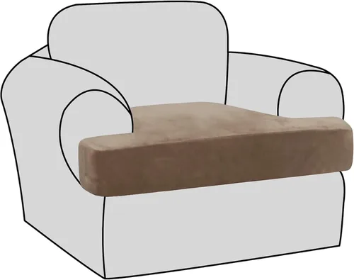 Miniatura 52 de H.VERSAILTEX Fundas de terciopelo elástico para silla con cojín en forma de T para sala de estar, funda de sofá, funda de asiento con cojín