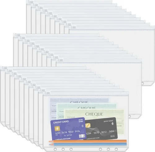 Miniatura 14 de Antner 20 piezas de bolsillos para carpeta A5 con 6 agujeros, insertos para planificador de presupuesto, sobres para rellenar con efectivo