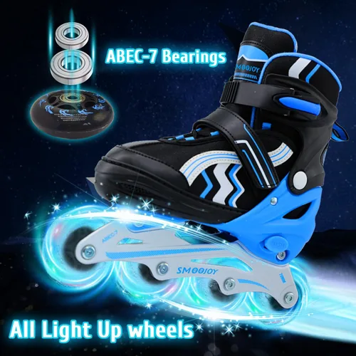 Miniatura 3 de Inline Skates for Kids 4 Size Adjustable Light-Up Wheels Aluminum Frame Black Rose Red Blade Skate for Boys and Girls S, M, L Sizes, Ages 5-8, 6-12