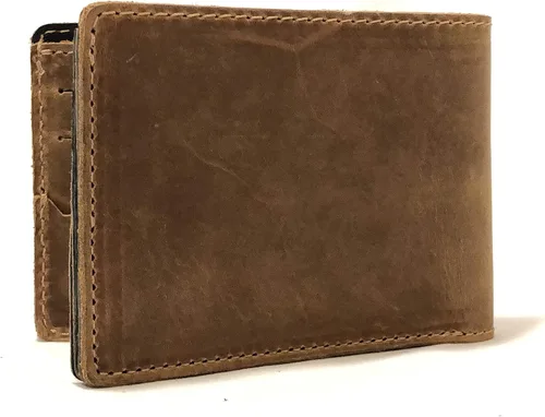 Miniatura 3 de Anthology Gear - Cartera minimalista de cuero de grano completo con soporte para púas de guitarra (tabaco)