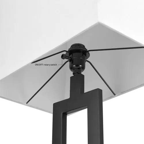 Miniatura 7 de Globe Electric 67046 - Lámpara de pie de 58 pulgadas, acabado negro mate, pantalla rectangular de lino blanco, diseño geométrico moderno, base E26