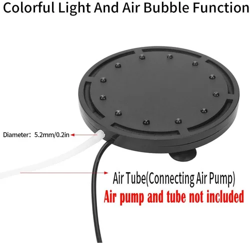 Miniatura 4 de 5 pulgadas 12 LED acuario burbuja luz aire piedra, tanque de peces LED burbuja bomba de aire sumergible bomba de aire lámpara de piedra burbuja