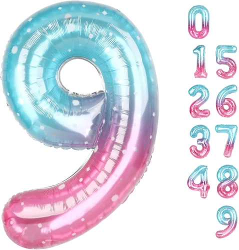 Miniatura 327 de Globos de números de 5 globos de 40 pulgadas, decoraciones de cumpleaños azules para niños y niñas, globos de números azul marino grandes