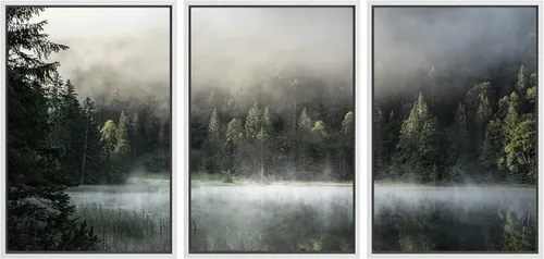Miniatura 46 de NWT Lienzo enmarcado para pared, juego de arte en acuarela pastel, bosque de montaña oscura, naturaleza silvestre, ilustraciones de arte moderno