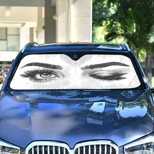 Miniatura 2 de Parasoles para parabrisas de vehículo, diseño de ojos de mujer, guiño y pestañas sexys, bloquean rayos ultravioleta y mantienen tu vehículo fresco