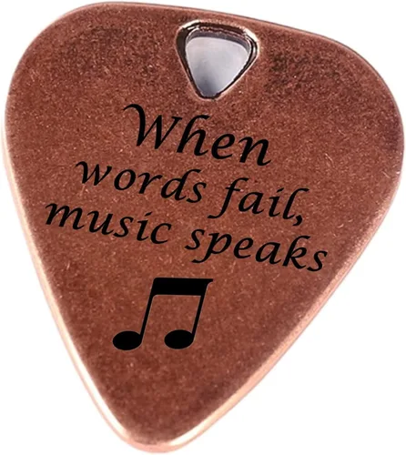 Miniatura 12 de JUPPE Púas de guitarra, púa de guitarra de bronce "I'd Pick You Every Time" con estuche de cuero, regalos de cumpleaños musicales para parejas