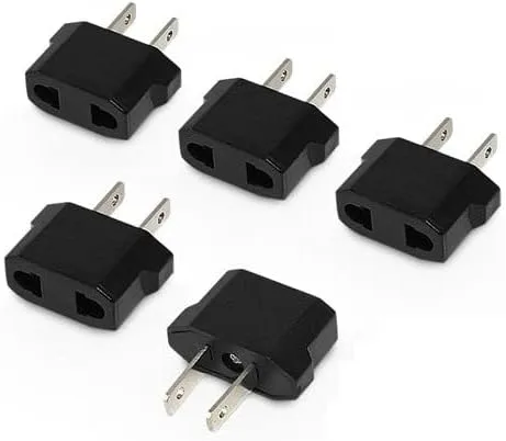 BoxWave Adaptador de enchufe europeo a americano (paquete de 5), convertidor de enchufe tipo F a tipo A, adaptador de enchufe para teléfonos