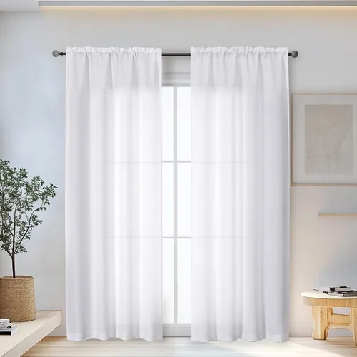 Miniatura 39 de OWENIE Bob Juego de 2 Paneles de Cortinas Negras de Cocina para Ventanas de 36 Pulgadas de Largo, Cortinas Cortas de Café con Textura de Lino
