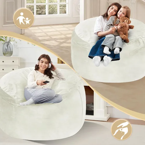 Miniatura 3 de Homguava - Sillón puff de 4 pies Sillón estilo puff grande de 4 pulgadas con relleno de espuma viscoelástica, sofá suave con funda de terciopelo Lima