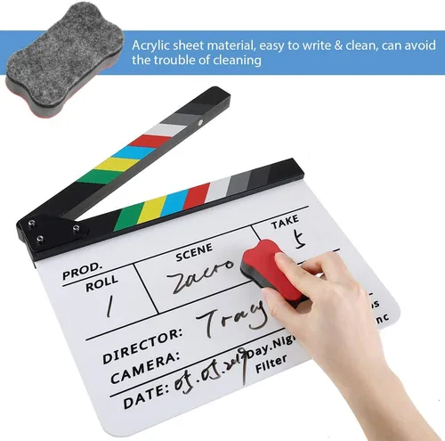 Miniatura 3 de Zacro Pizarra de película acrílica, 12 x 10 pulgadas, película plástica, tablilla, cortada, escena de acción, tablilla, con un borrador magnético
