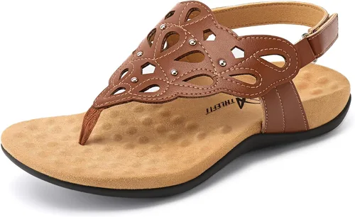 Miniatura 11 de Athlefit Sandalias ortopédicas para mujer, sandalias ortopédicas ajustables de verano con soporte de arco