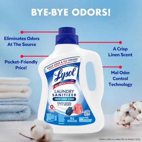 Miniatura 10 de Lysol Líquido desinfectante para la ropa, aditivo detergente para ropa y ropa de cama, elimina las bacterias que causan el olor, lino vigorizante