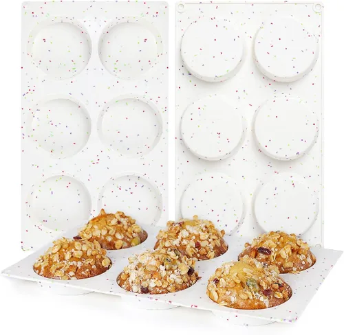Miniatura 11 de CAKETIME Moldes para magdalenas de 4 pulgadas, moldes de huevo de silicona jumbo antiadherentes para sándwiches de desayuno, molde redondo