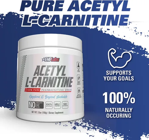 Miniatura 5 de EHP Labs Polvo de acetil L carnitina – Apoya la producción de energía natural, ayuda en la función saludable del cerebro, apoya la salud