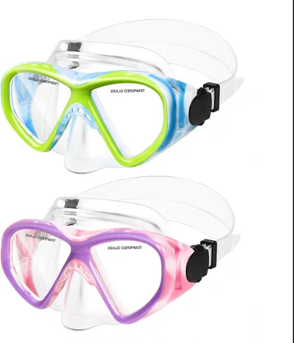 Miniatura 26 de ACQCES Gafas de natación para niños, máscara de buceo para niños y niñas de 5 a 15 años, gafas de natación antivaho de dos colores con cubierta