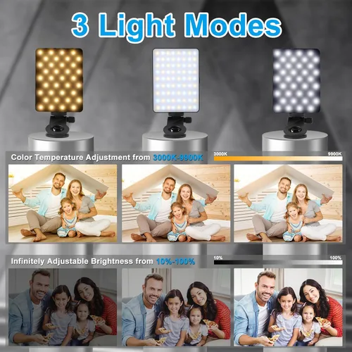 Miniatura 3 de Luz de teléfono para selfie con clips delanteros y traseros, luz de video LED, lámpara de iluminación para fotografía con 3 modos de luz
