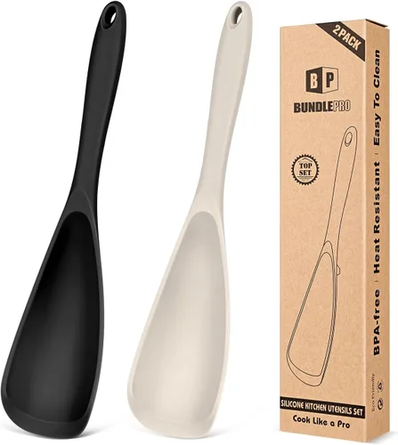 Miniatura 12 de Paquete de 2 cucharas de cocina para utensilios de cocina antiadherentes, cuchara espátula multifuncional libre de BPA, diseño de una sola pieza