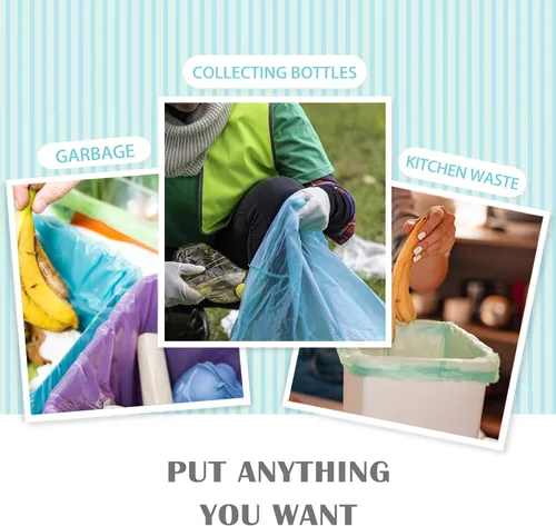 Miniatura 3 de Teivio - Bolsas de basura de 8 galones, 330 unidades, transparentes, coloridas, bolsas de basura para cocina, se adaptan a contenedores de basura
