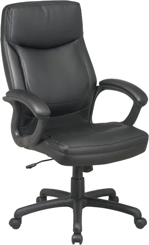 Office Star EC Series - Silla de oficina ajustable de cuero regenerado ejecutivo con respaldo alto y asiento de contorno acolchado grueso y control