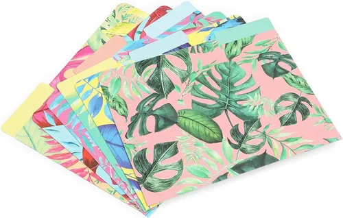 Miniatura 7 de Paper Junkie Carpetas decorativas para archivos, paquete de 12, tamaño carta, tropical, carpetas y bolsillos de cartulina, pestañas de corte 1/3