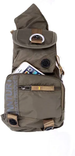Miniatura 4 de Bolsa de Hombro Pequeña Mochila Cruzada Bolso de Bandolera Paquete de Cuello Verde militar